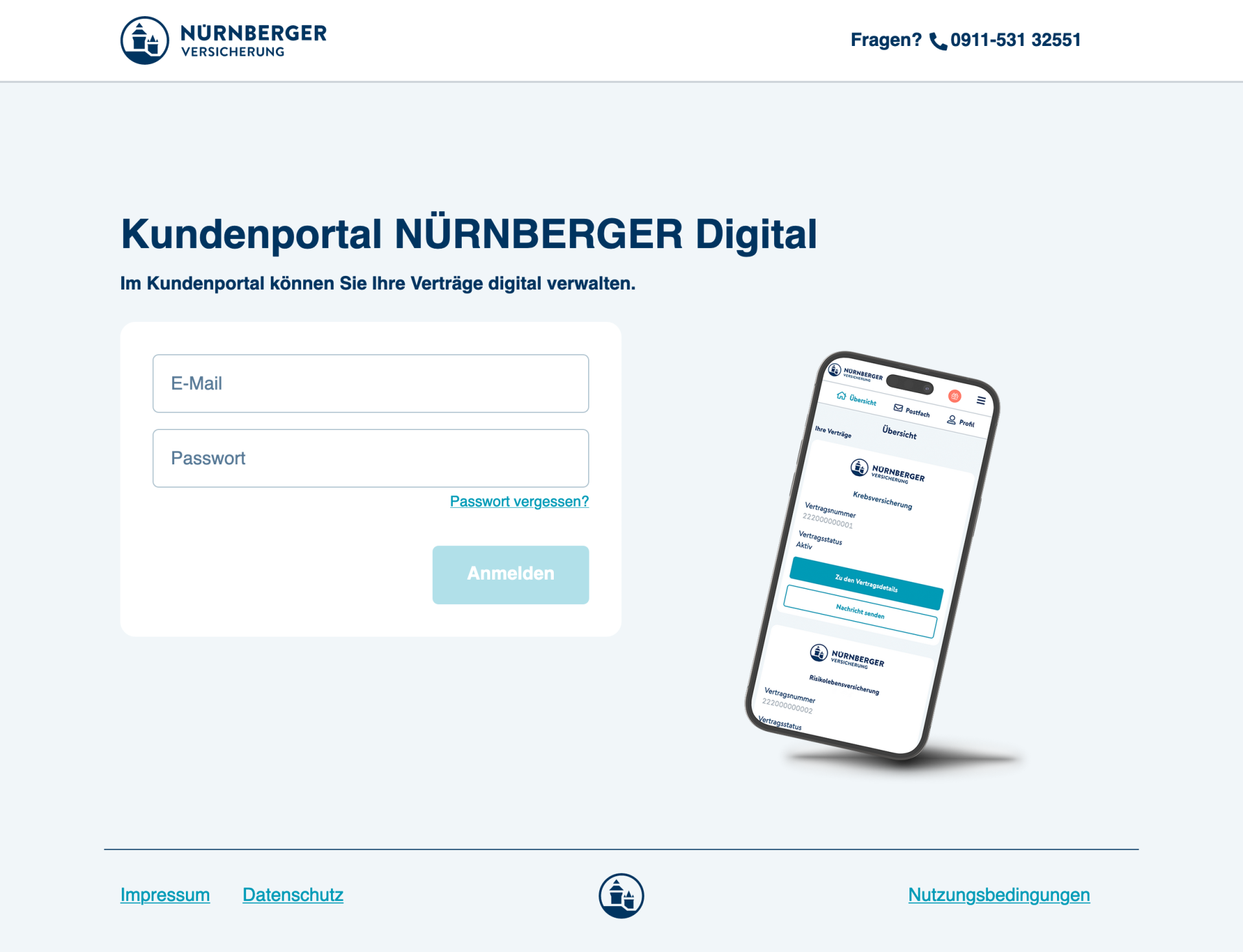 Im Kundenportal  NÜRNBERGER Digital finden Sie nach Login in Ihrem Account Ihre Unterlagen
